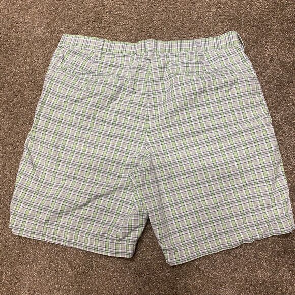 Chase Edward Plaid Golf Shorts Men's Sz 36 Lime Green Performance Golf Preppy - Picture 2 of 9